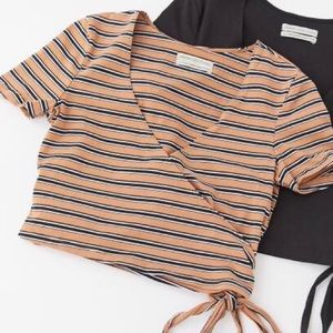 UO Wednesday Striped Wrap Crop Top